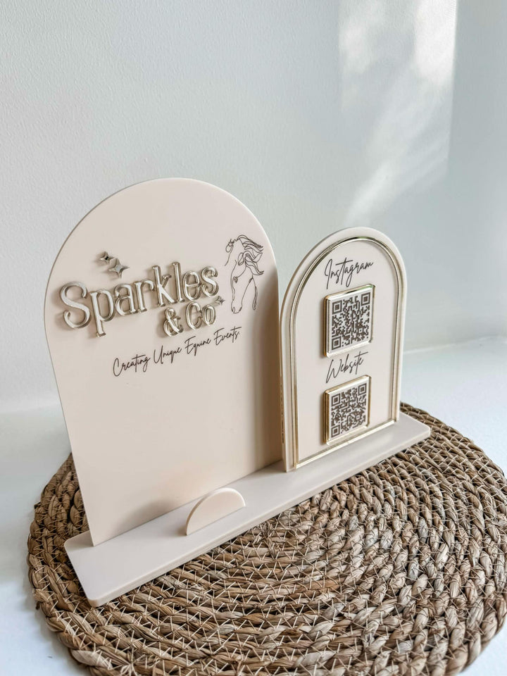 Social Media Stand with Business Card Slot