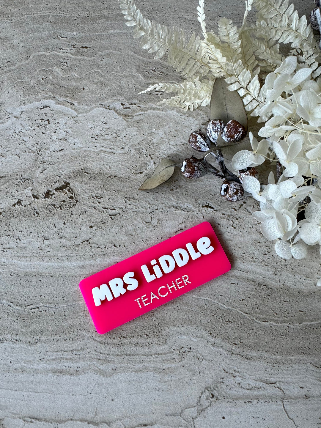 Groovy Font Name Badge with Occupation