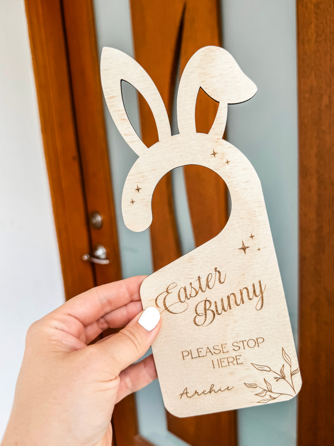 Easter Bunny Please Stop Here Door Knob Sign