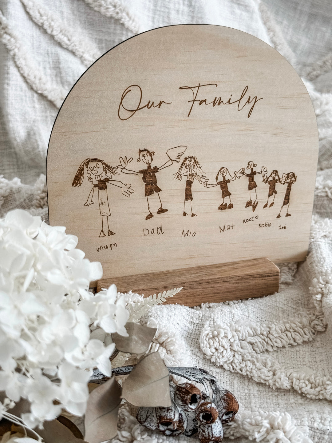 Custom Drawn Our Family Plaque