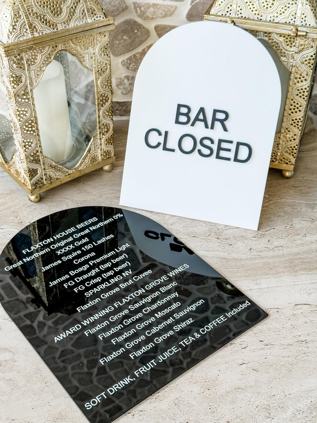 Acrylic Drinks Menu