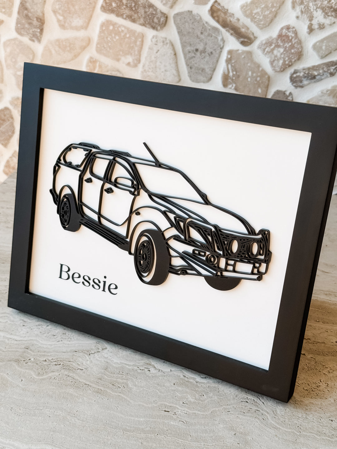 Framed Custom Drawn Vehicle Layered Line Art