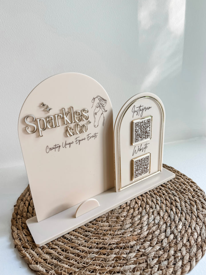 Social Media Stand with Business Card Slot