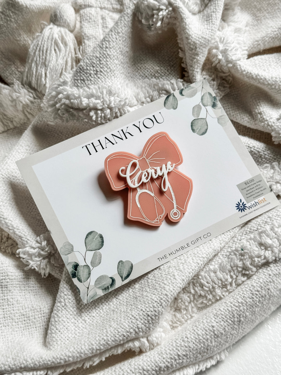 Bow with Stethoscope Name Badge