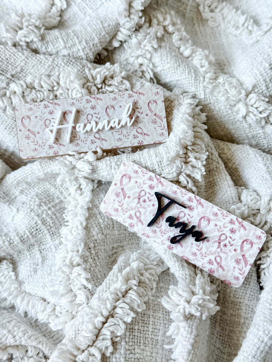 Pink Ribbon Print Name Badge