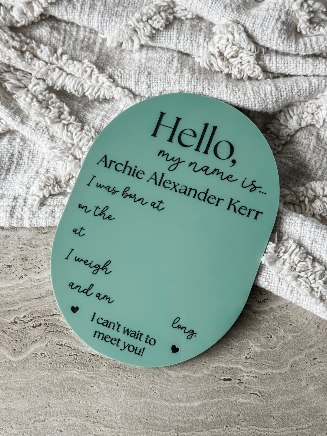 Hello My Name Is… Announcement Plaque