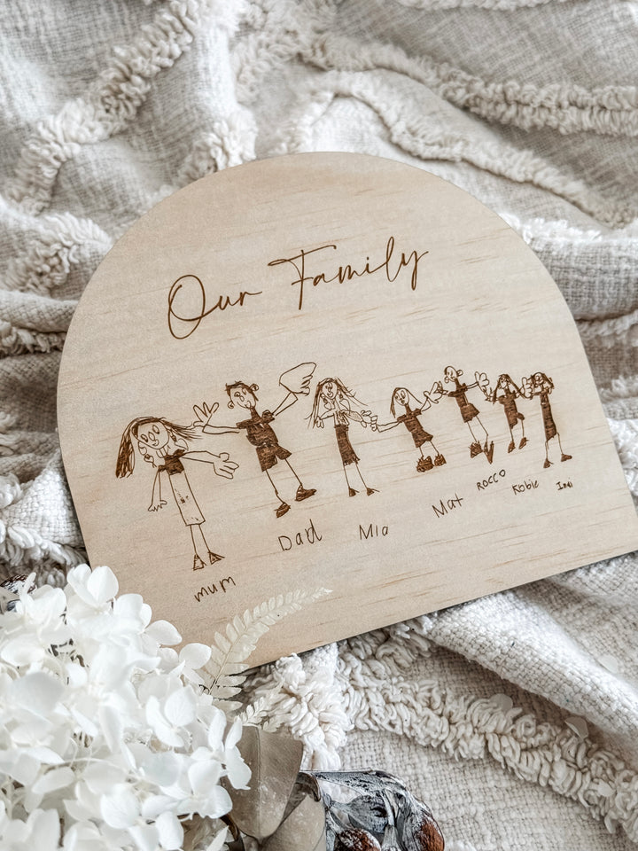 Custom Drawn Our Family Plaque