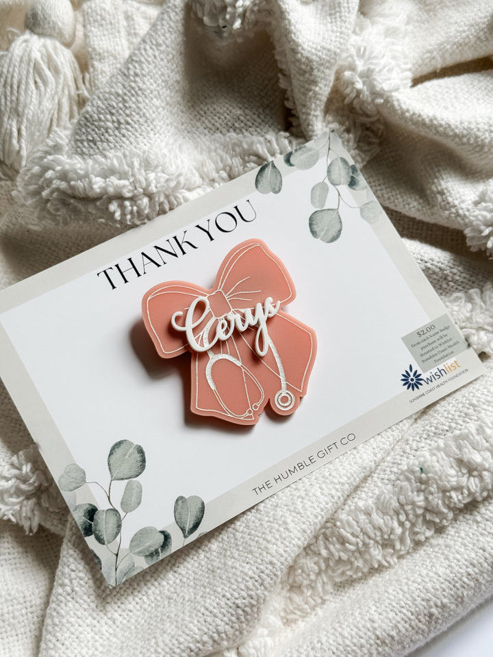 Bow with Stethoscope Name Badge