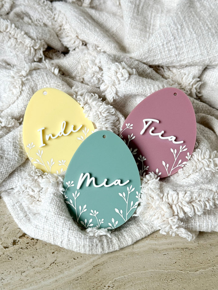 Personalised Floral Egg Tag