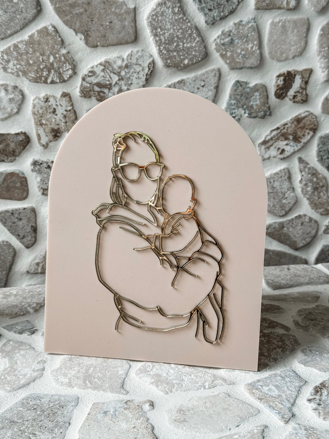 Arch Plaque With Layered Line Art