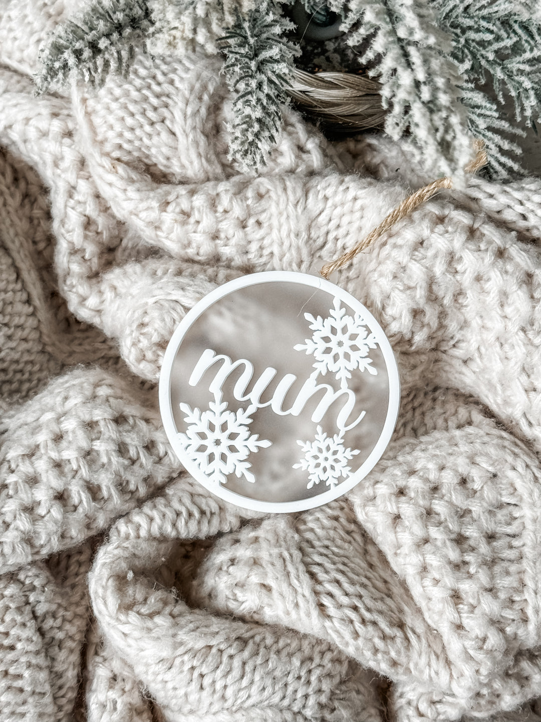 Double Layer Ornament with Name and Snowflakes
