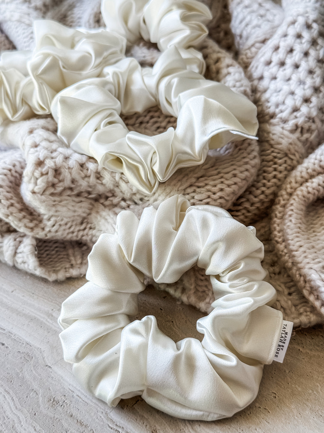 Ivory Satin Scrunchie