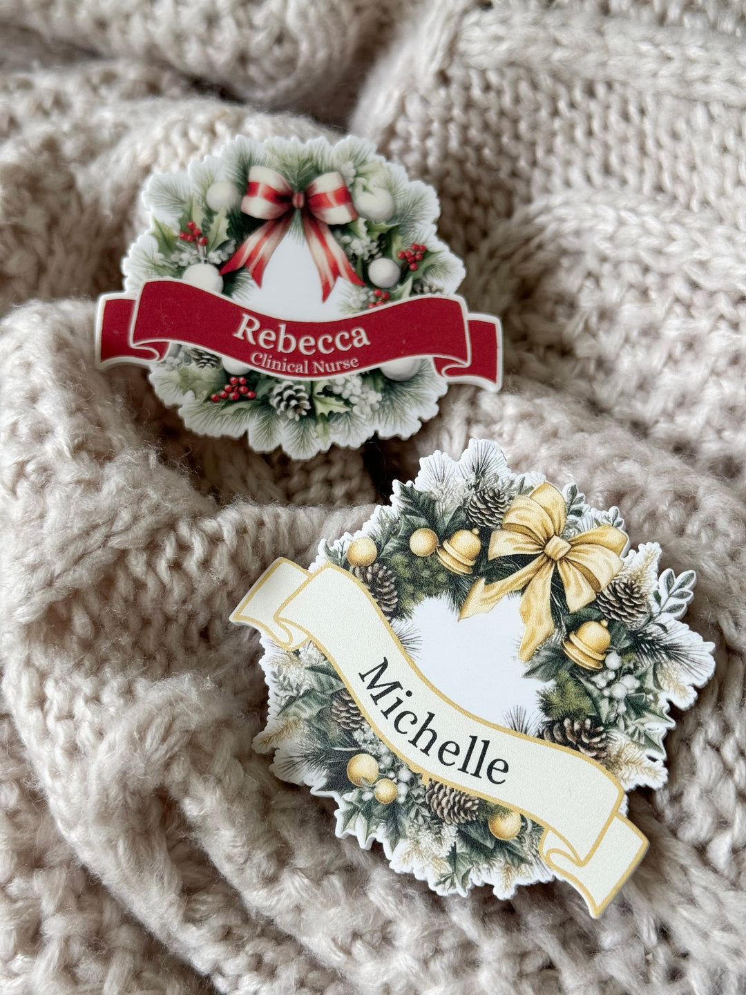 Christmas Wreath Name Badge
