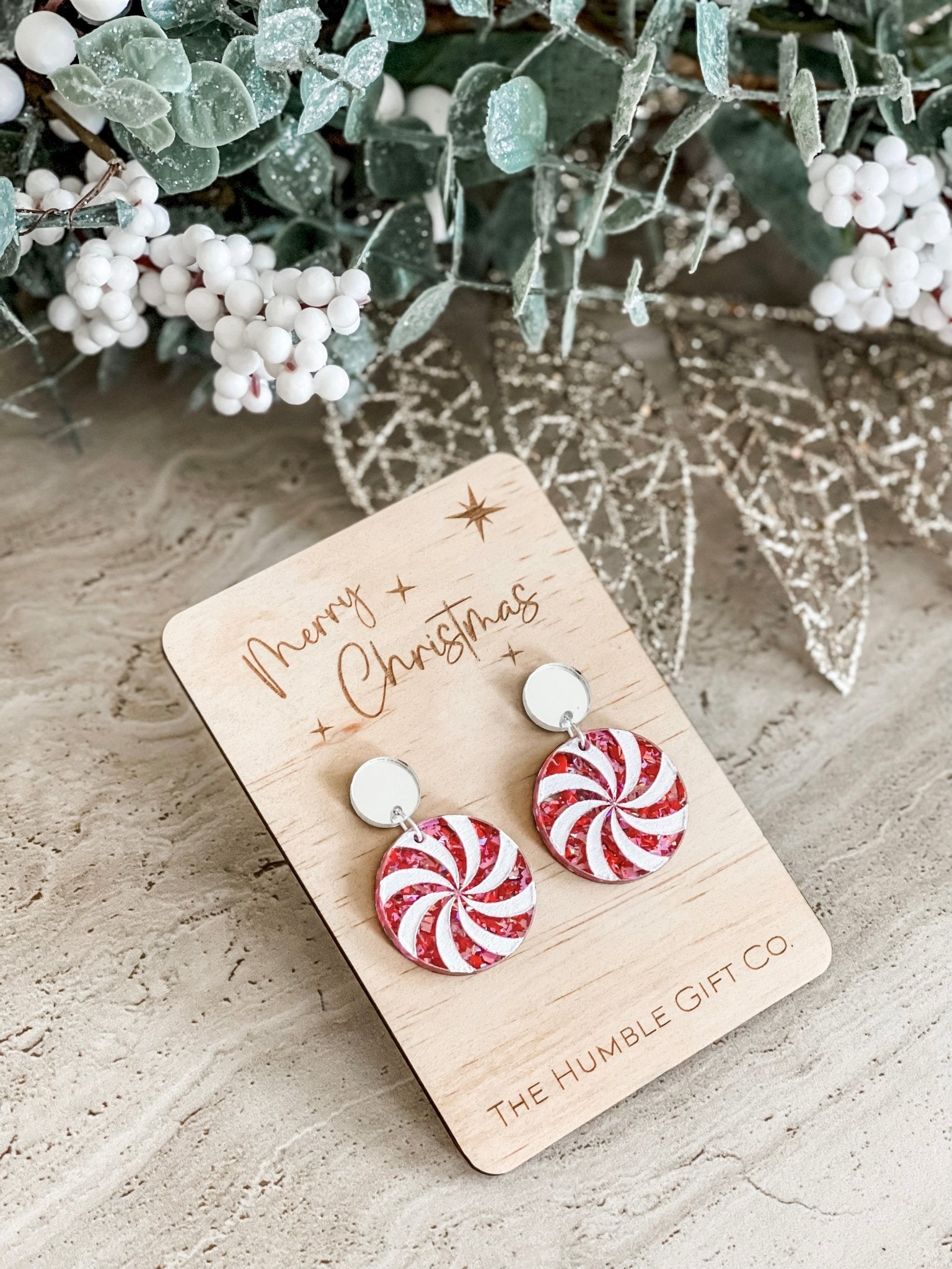 Christmas Mint Earrings - Silver - The Humble Gift Co.