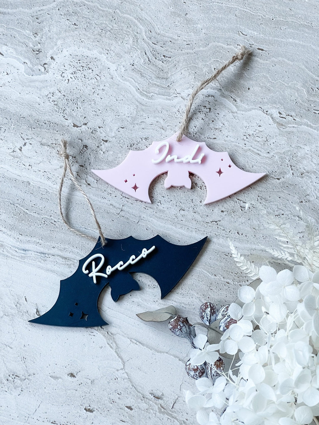Layered Acrylic Halloween Bat Tag - The Humble Gift Co.