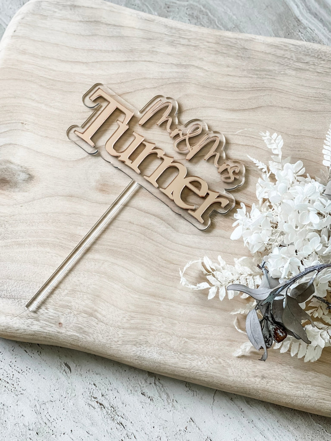 Mr & Mrs Acrylic Cake Topper - Mirror - The Humble Gift Co.