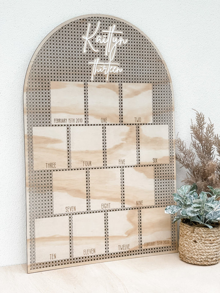 Rattan Thirteenth Birthday Board - The Humble Gift Co.