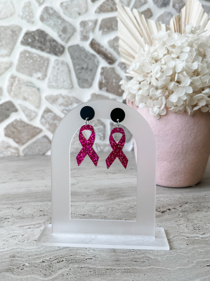 Pink Ribbon Earrings