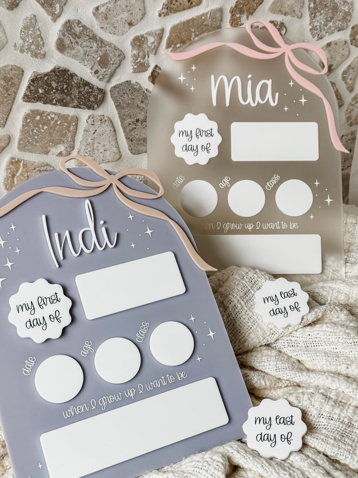 First/Last Day Board - Acrylic Arch with a Bow