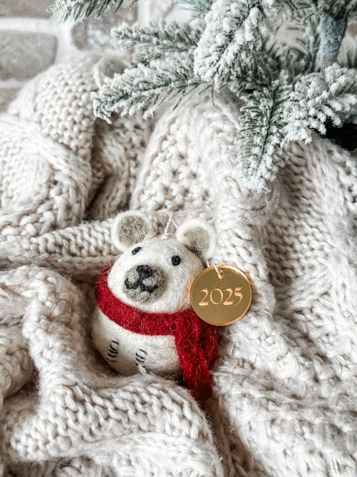 Gry & Sif Polar Bear with Scarf Felt Decoration