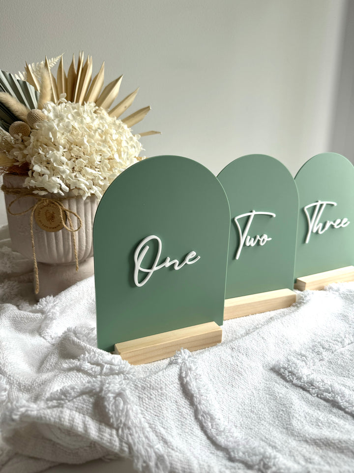 Script Acrylic Table Numbers