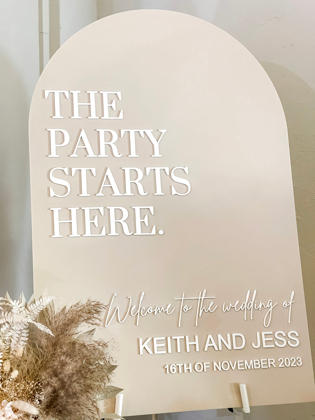 Acrylic Arch Welcome Sign - The Party Starts Here