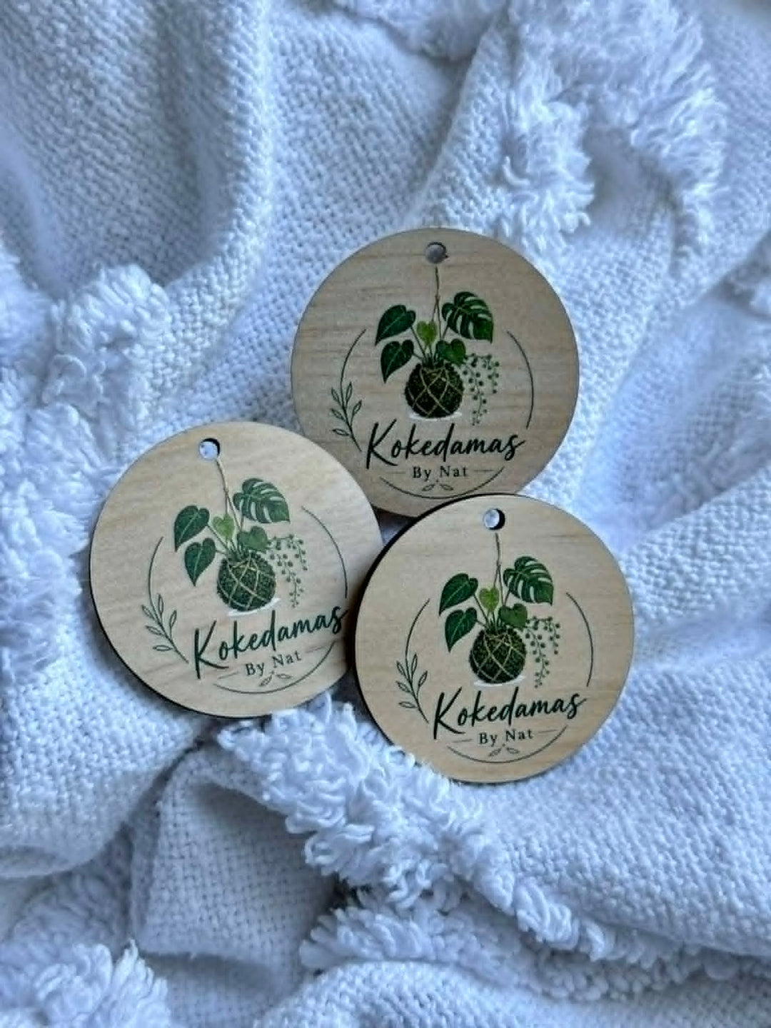 Wooden logo tags with UV print
