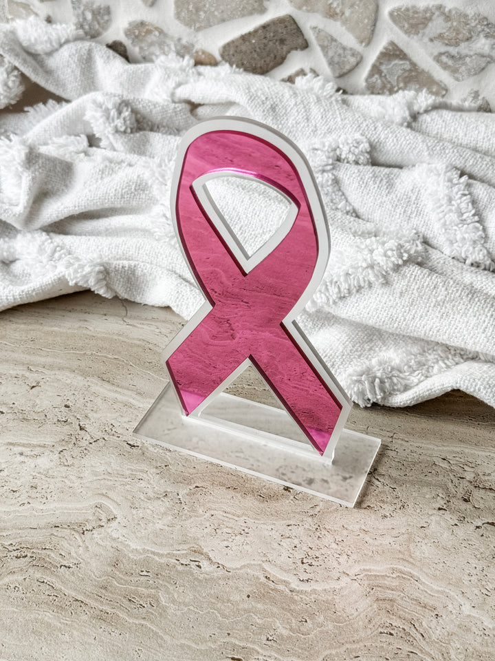 Pink Ribbon Shelf Decor