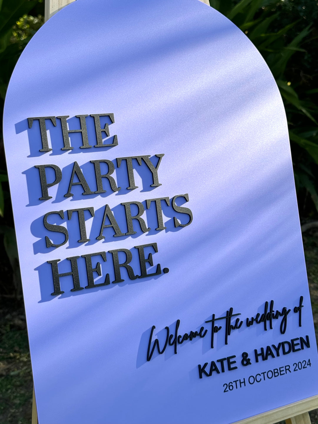 Acrylic Arch Welcome Sign - The Party Starts Here