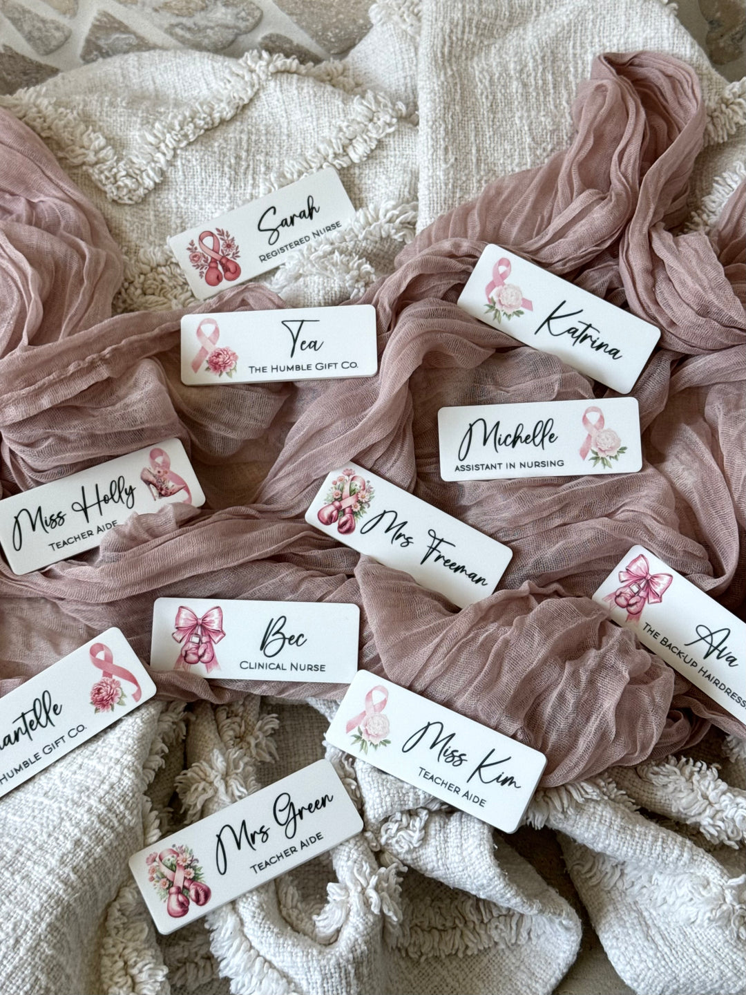 Pink Ribbon UV-Print Name Badge