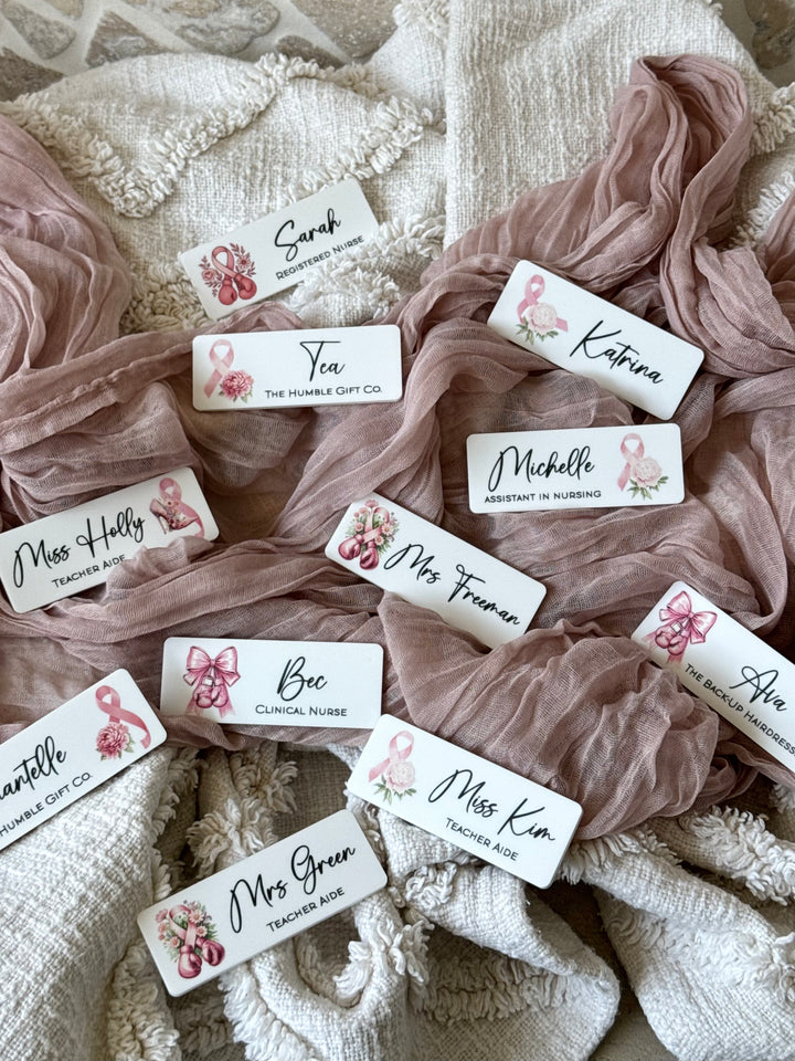 Pink Ribbon UV-Print Name Badge
