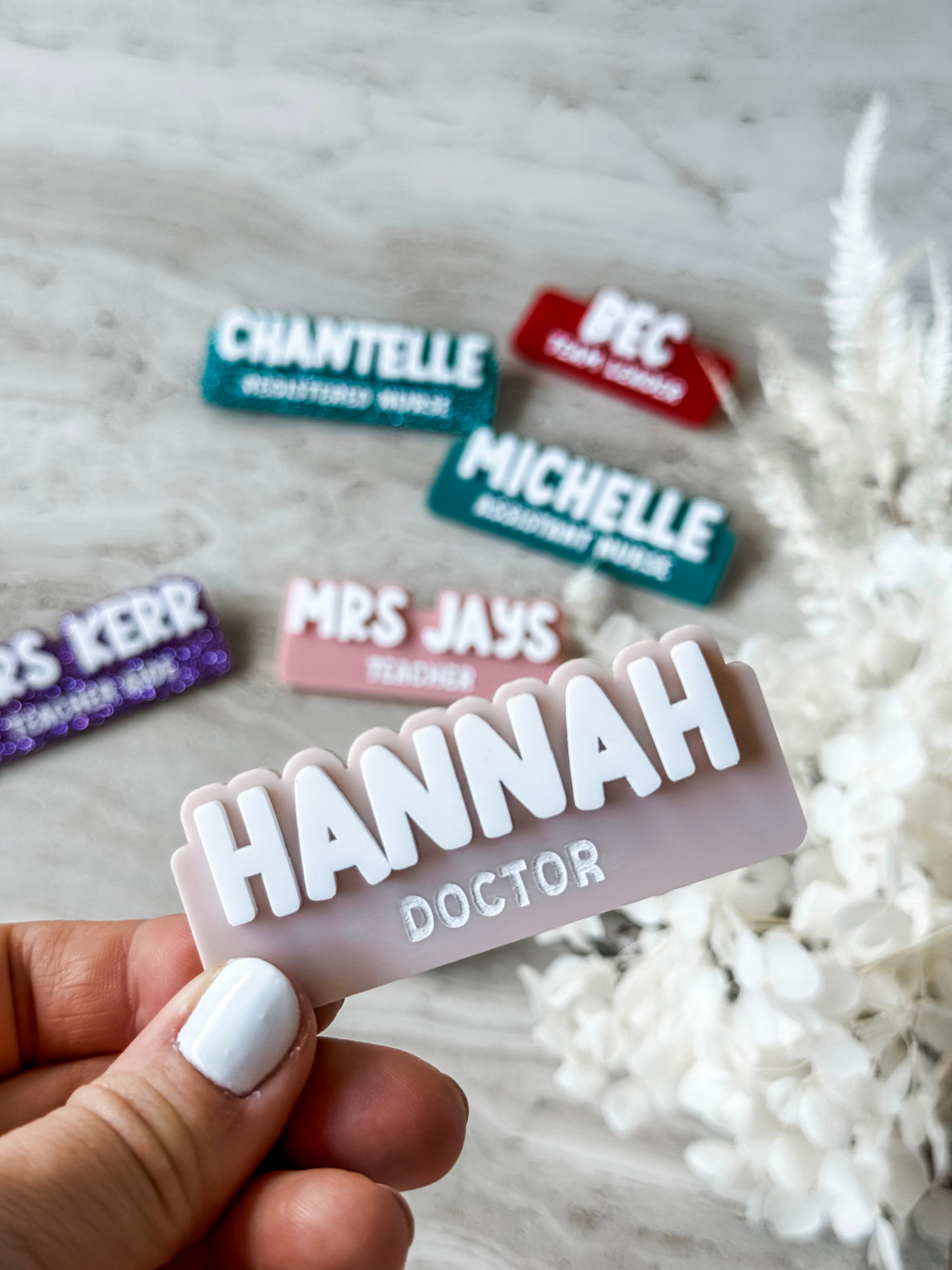 3D Name Badge with Occupation - font one