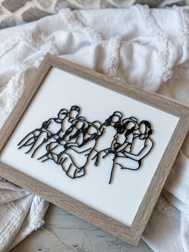 Framed Layered Line Art with Acrylic