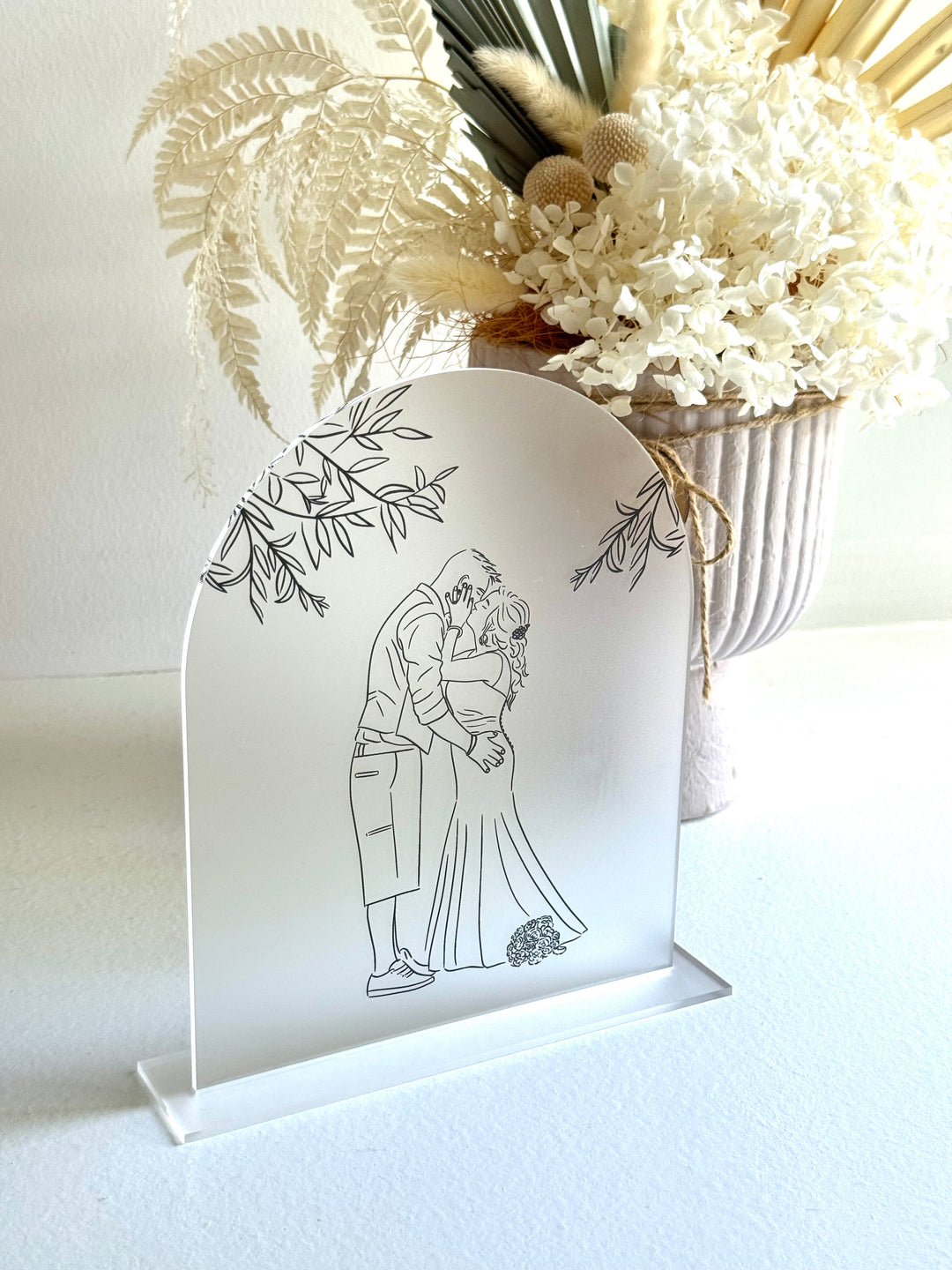 Line Art on Frosted Acrylic Arch