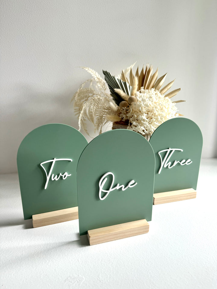 Script Acrylic Table Numbers