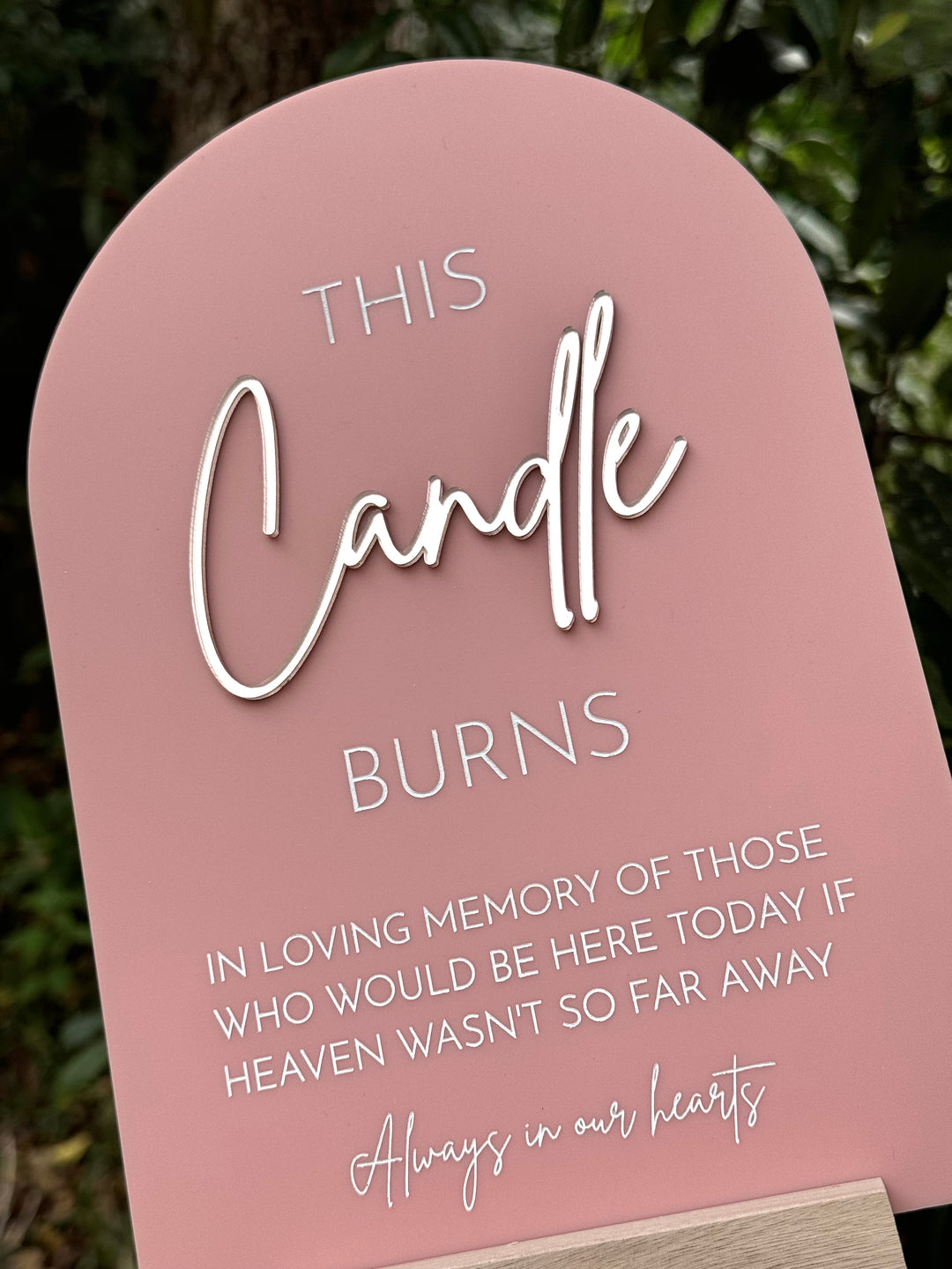 Acrylic Arch Memorial Sign with Mirror Acrylic features