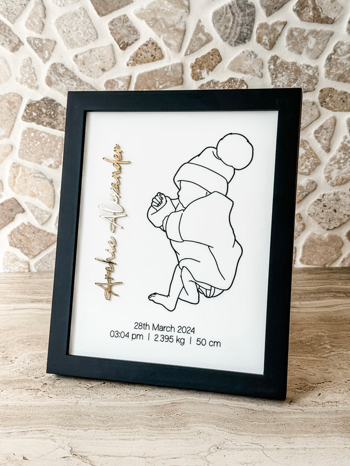 Framed Baby Line Art