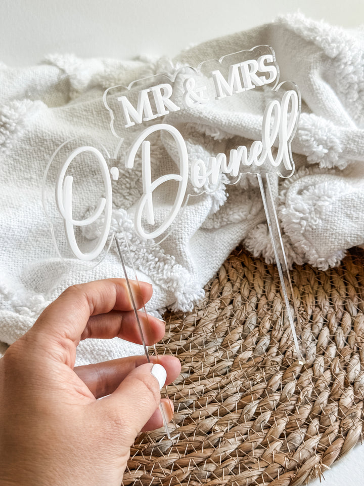 Mr & Mrs Acrylic Cake Topper - Style 02