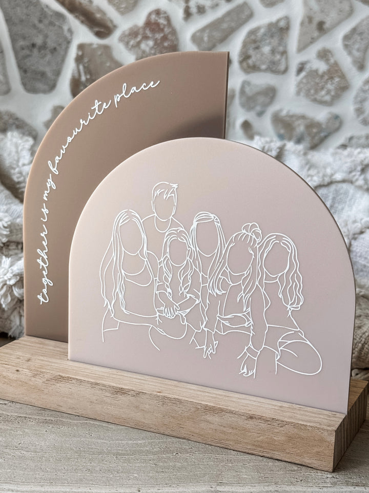 Dual Arch Photo Stand with line art - Style 1