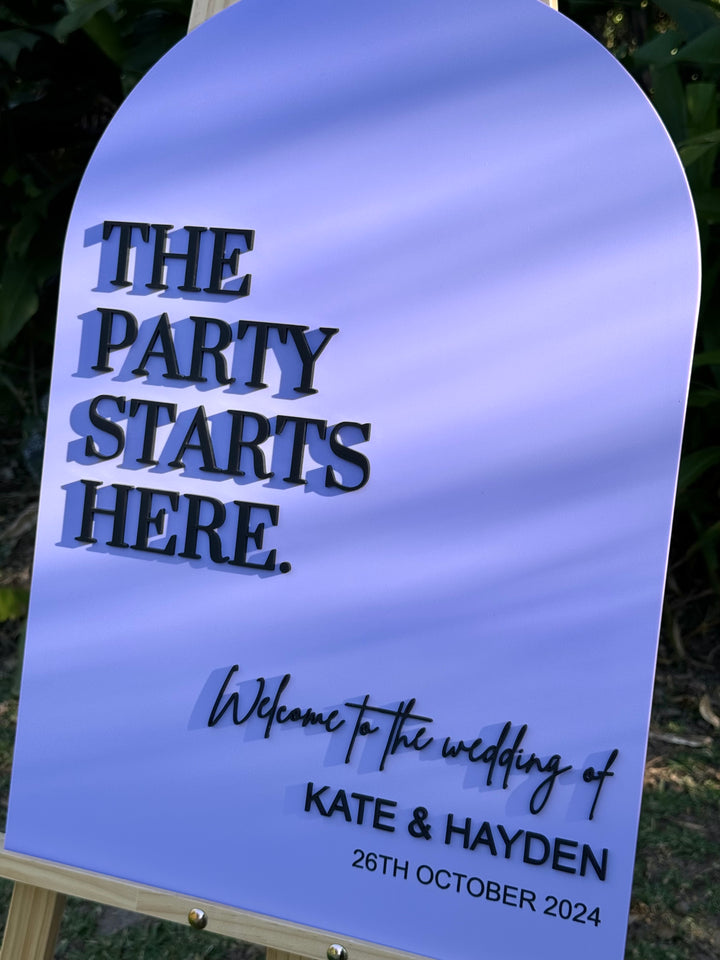 Acrylic Arch Welcome Sign - The Party Starts Here