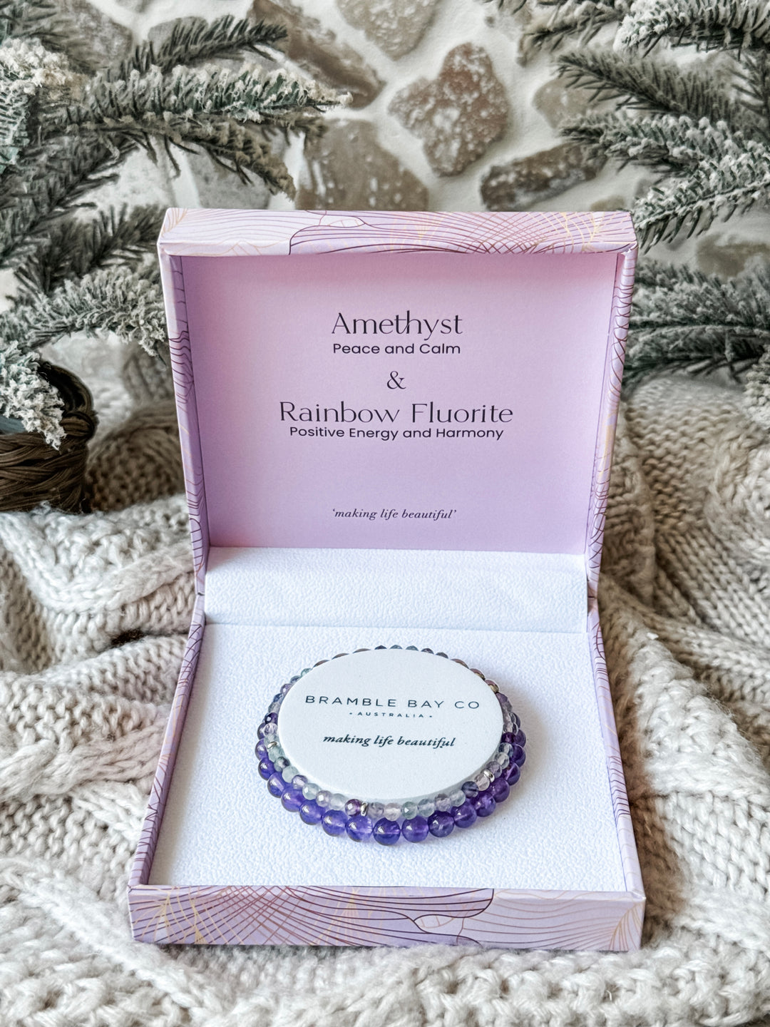 Amethyst & Rainbow Fluorite Bracelet