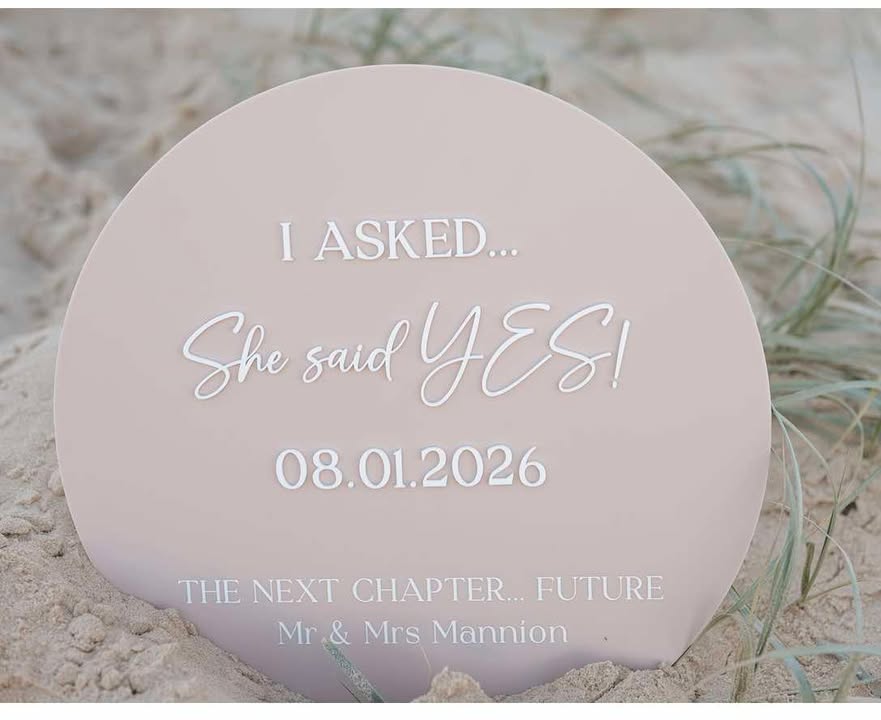 "I asked, she said Yes" Round Acrylic Sign
