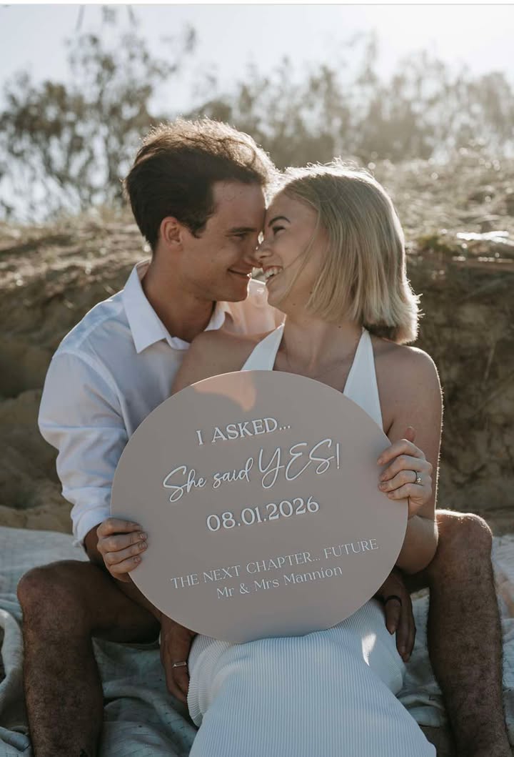 "I asked, she said Yes" Round Acrylic Sign