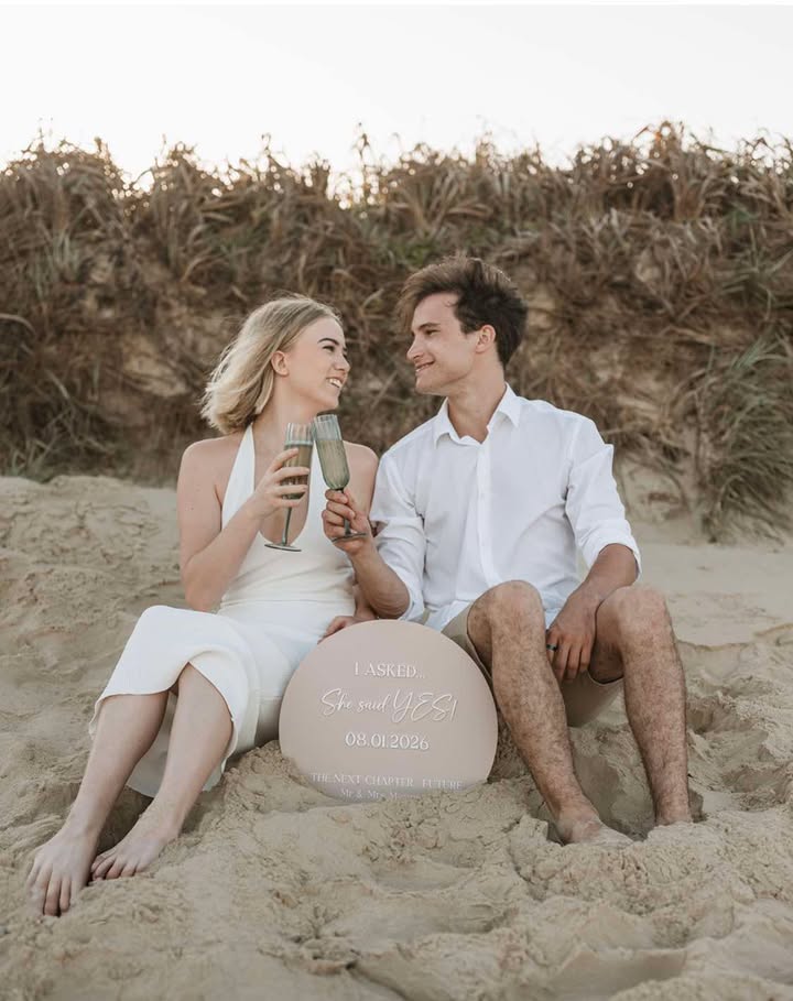 "I asked, she said Yes" Round Acrylic Sign