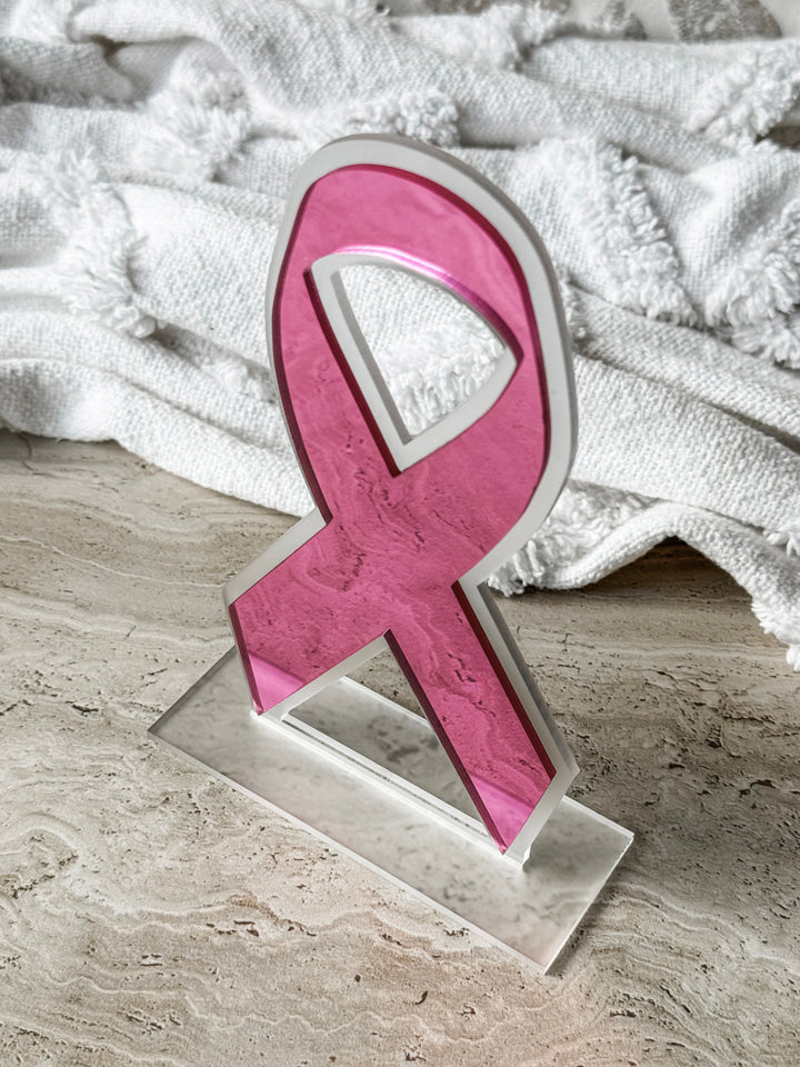 Pink Ribbon Shelf Decor