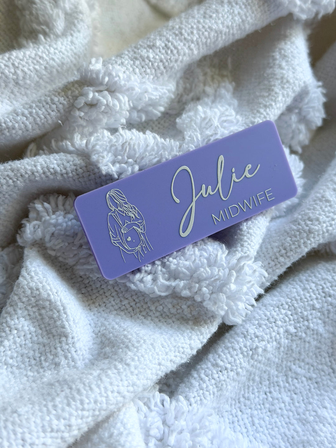 Midwife Name Badge with Line Art