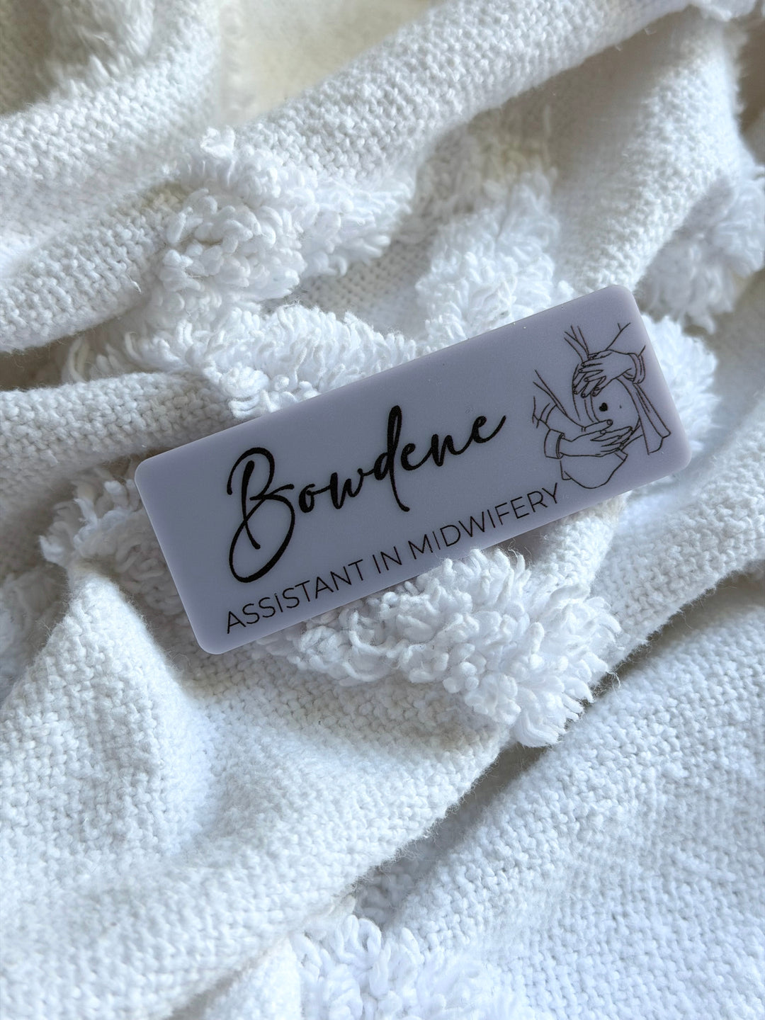 Midwife Name Badge with Line Art