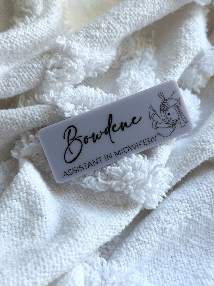 Midwife Name Badge with Line Art