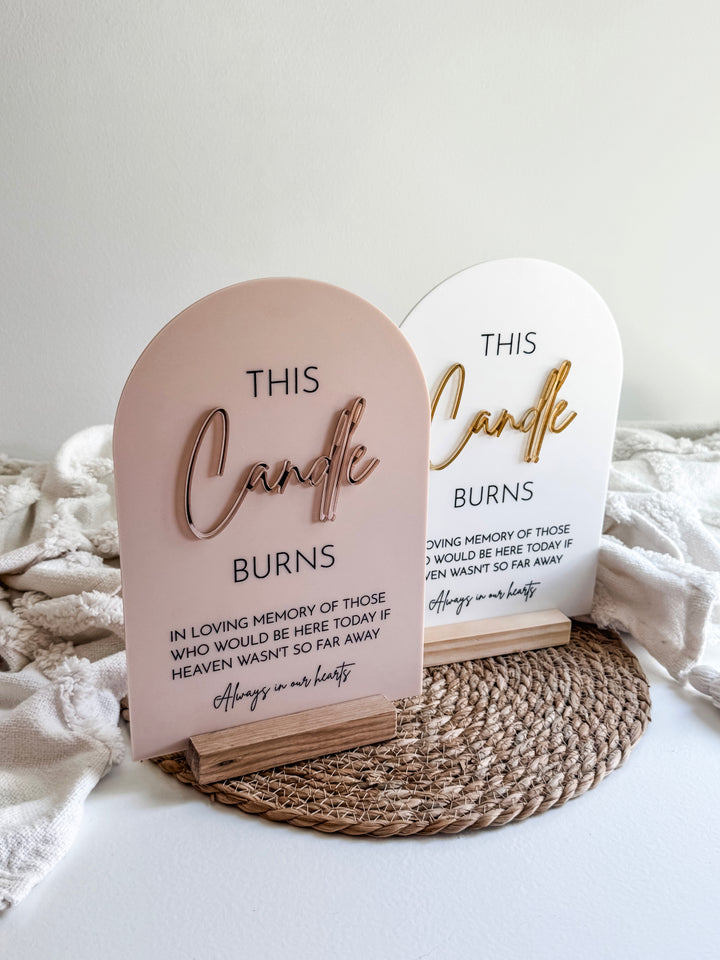 Acrylic Arch Memorial Sign with Mirror Acrylic features