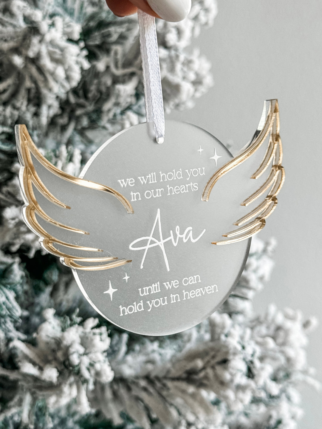 Memorial Ornament with Name and Wings